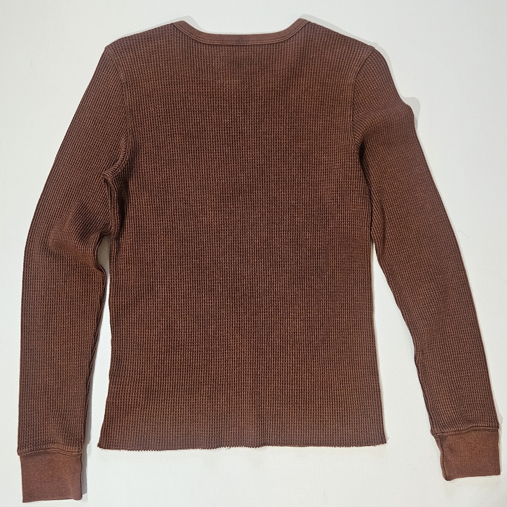 American Eagle‎ Thermal Top Womens Small Brown Waffle Knit - Picture 2 of 5